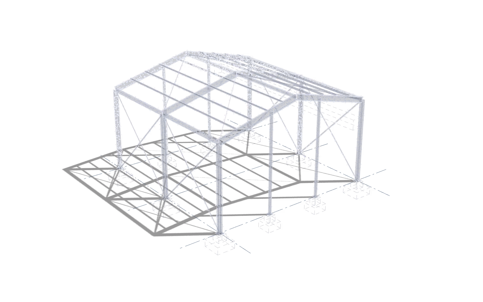 Render of the sample model under synthetic points standing in for a scan of the finished frame. Not a survey.