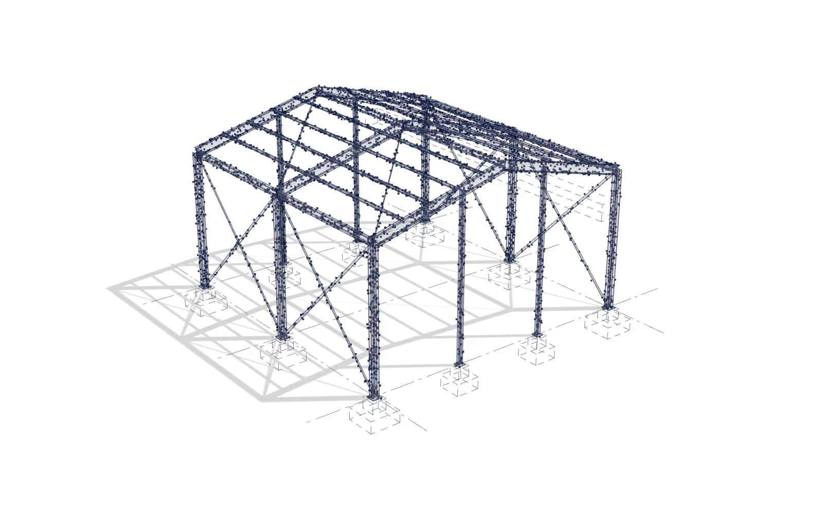 Render of the sample model under synthetic points standing in for a scan of the finished frame. Not a survey.